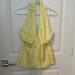 Banana Republic Light Yellow Geometric Halter Blouse